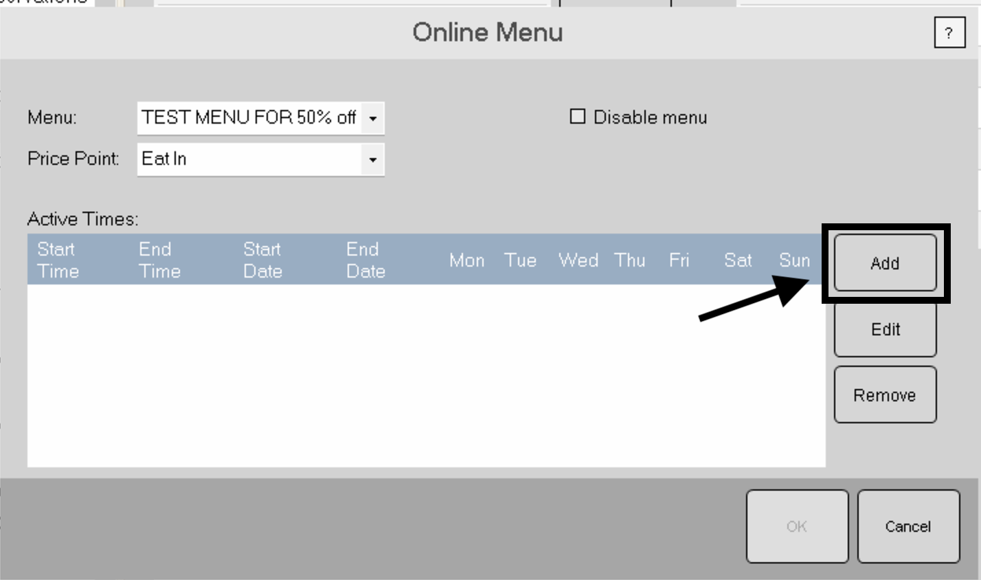 3SPOS Active Times Configuration
