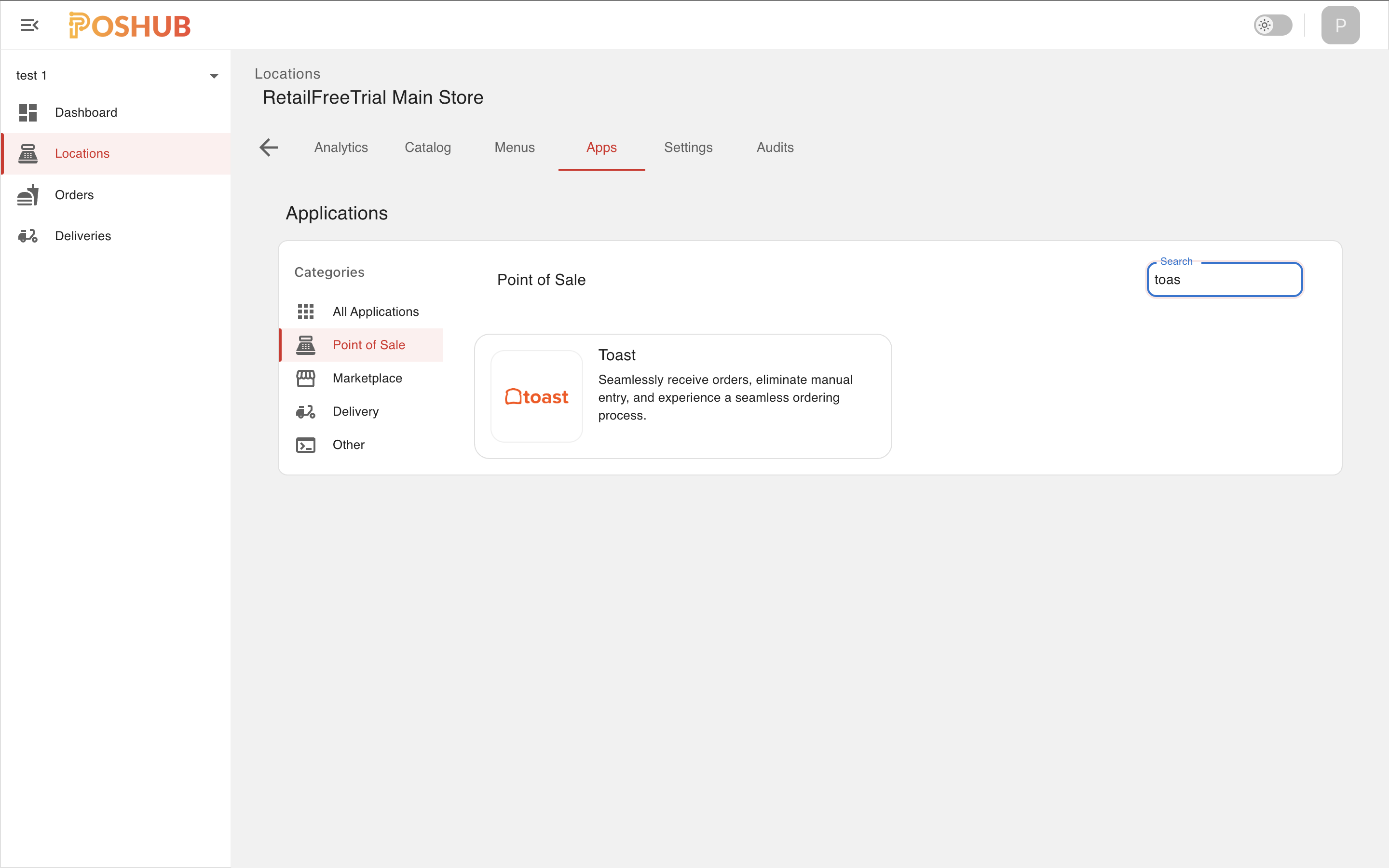 Install the Toast App in POS Hub screenshot