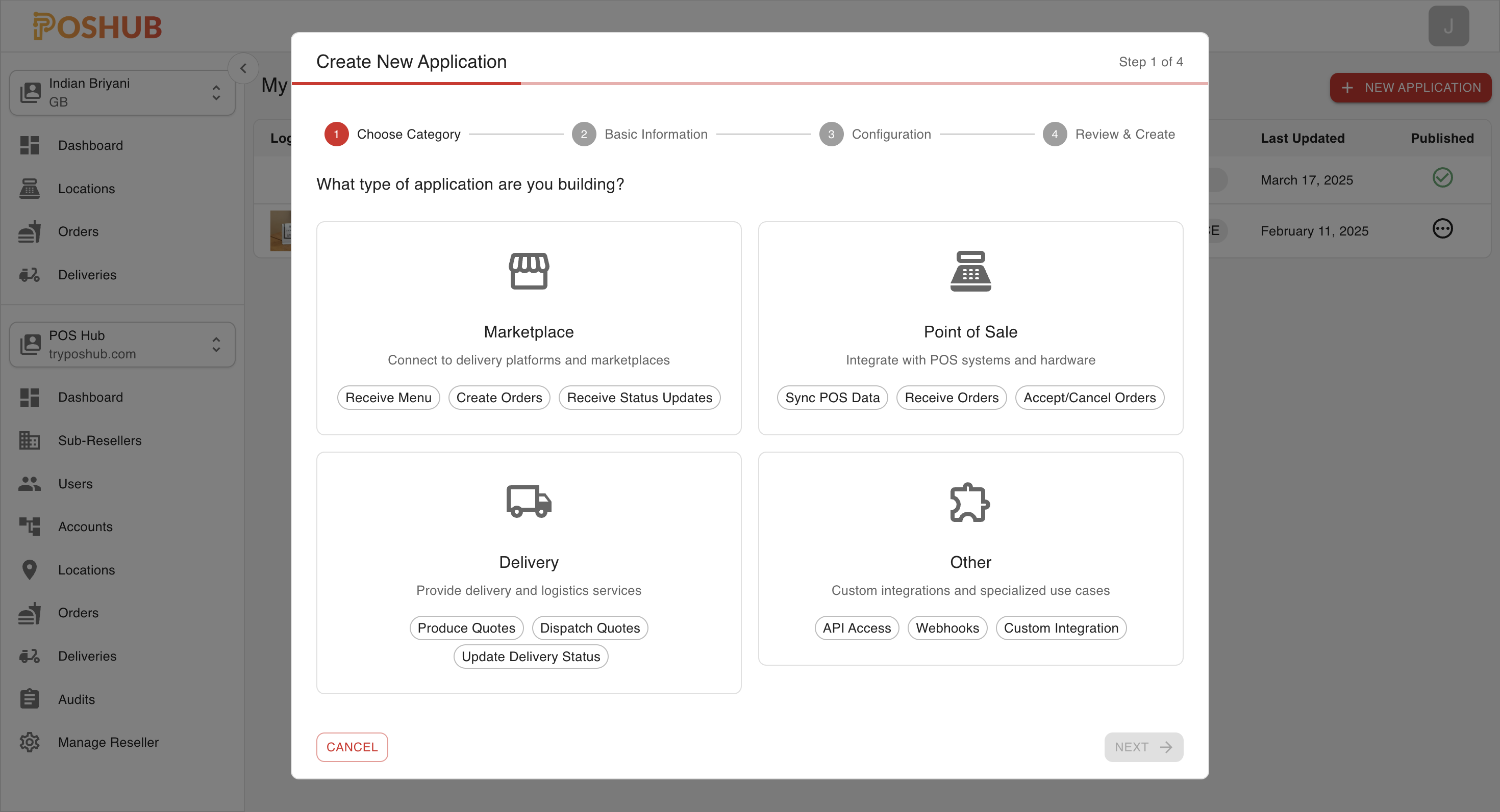 Create Application Dialog